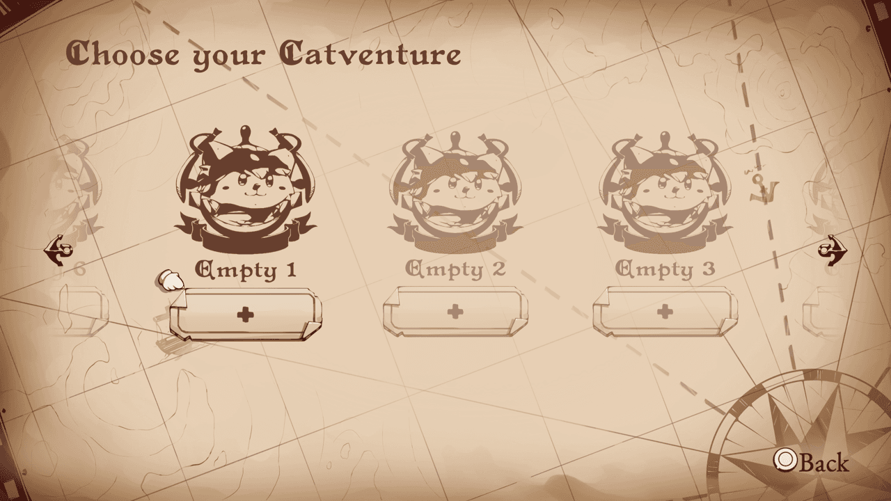 Cat Quest III adventure selection cards rendered by PS5PCEM
