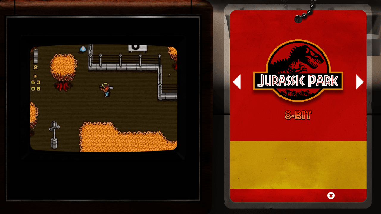 Jurassic Park Classic Games Collection game selection rendered by PS5PCEM