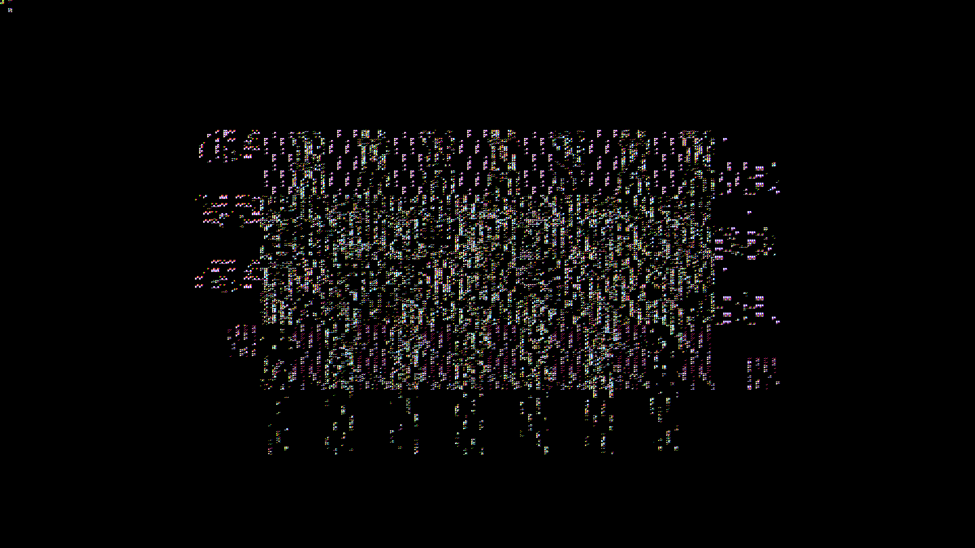 The first recognizable Tetris Effect particle frame rendered by PS5PCEM